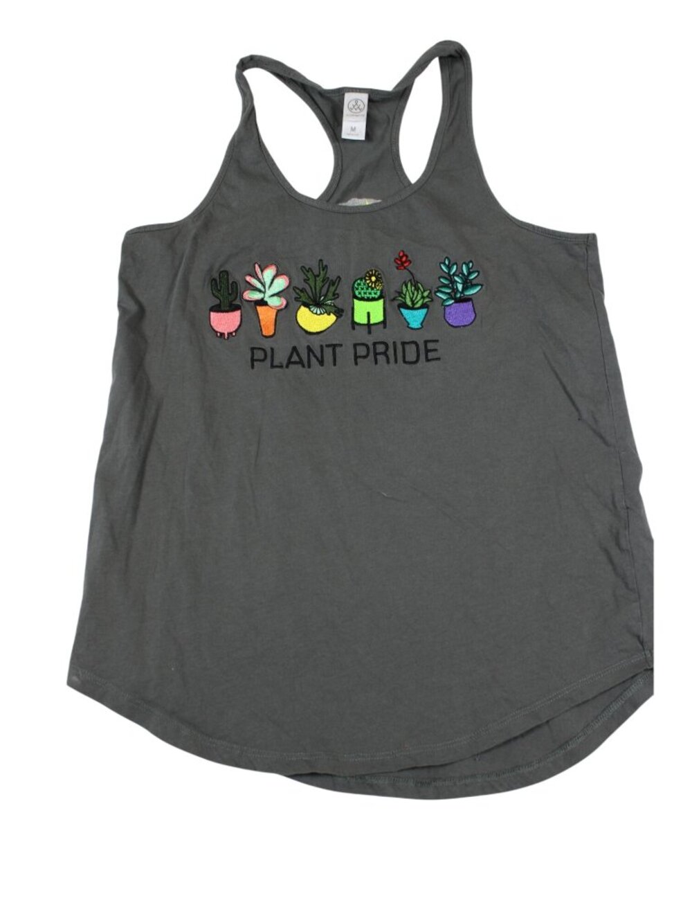 Plant Pride Womens Racerback Tank Top Gray Medium